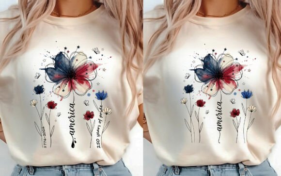 Download Boho Floral USA 250 T-shirt Design 2 PNG - Design Collection
