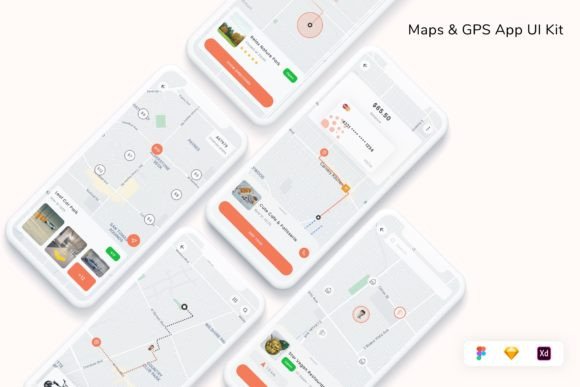 Download Maps &amp; GPS App UI Kit - App Collection