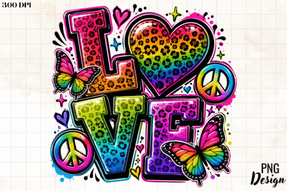 Download Rainbow Leopard LOVE PNG Design - Design Collection