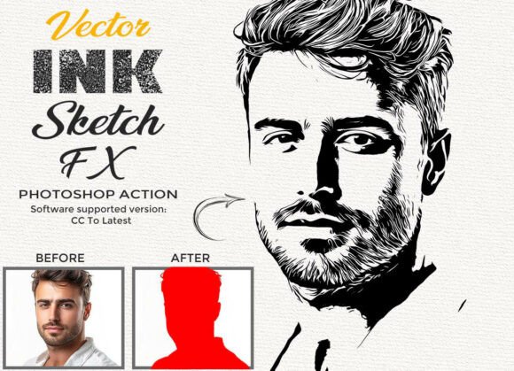 Download Vector Ink Sketch FX Photoshop Action - Photoshop Collection