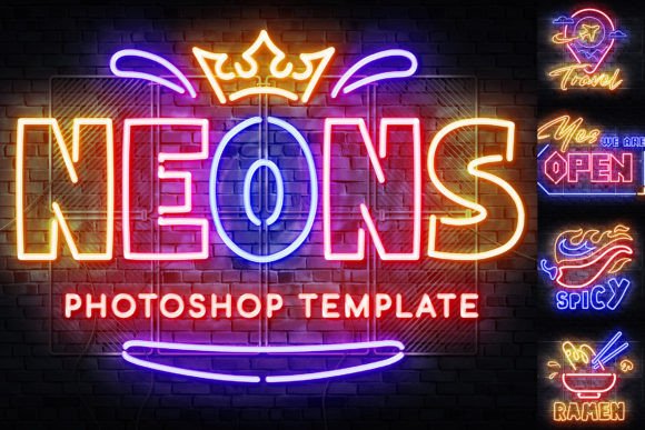 Download Neon Outline Photoshop Template - Photoshop Collection