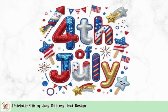 Download Patriotic 4th of July Glittery Text Design - Design Collection