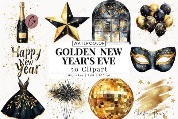 Download Golden New Years Eve Clipart - Eve Collection