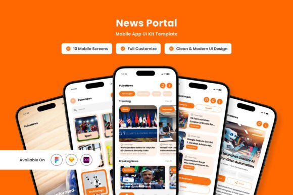 Download Pulse - News Portal App Design Template - Design Collection