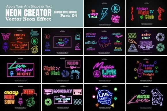 Download Vector Neon Kit Design Effect - Design Collection