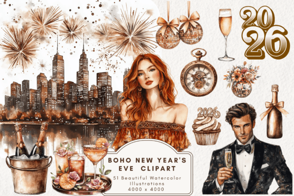 Download Boho New Year's Eve Clipart - Eve Collection