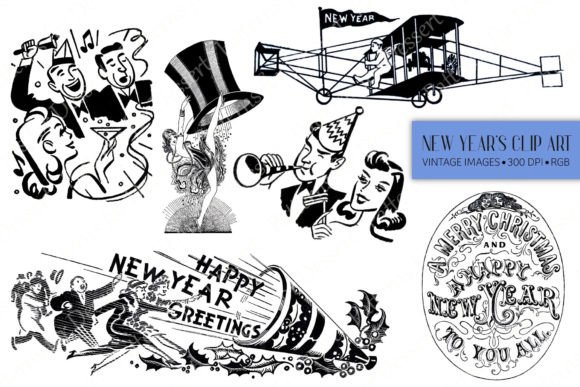 Download Black &amp; White New Year's Eve Clipart - Eve Collection
