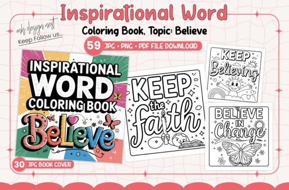 Download Believe Inspirational Word Coloring Book - Eve Collection