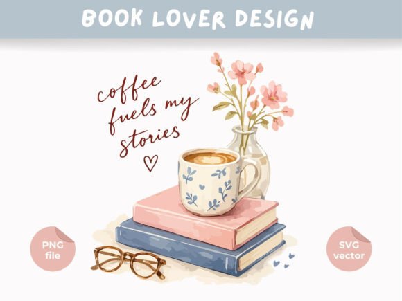 Download Coffee and Books Design, Book Lover PNG - Design Collection