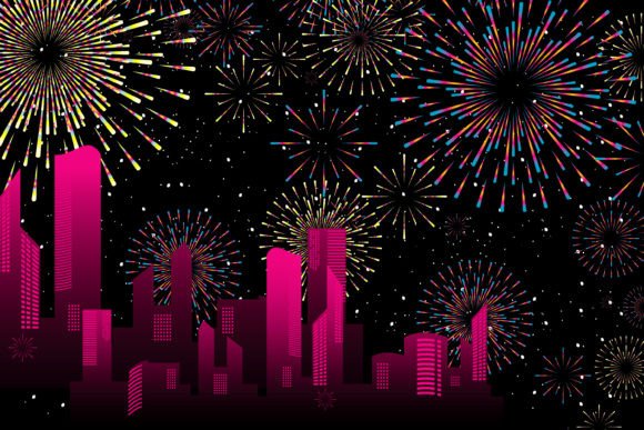 Download Fireworks on New Year's Eve in Skyline - Eve Collection