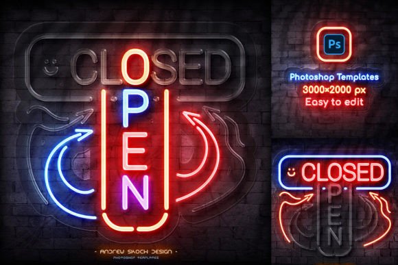 Download Neon on off Light – Photoshop Template - Photoshop Collection