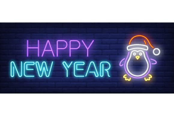 Download Happy New Year Neon Sign. Glowing Inscri - App Collection