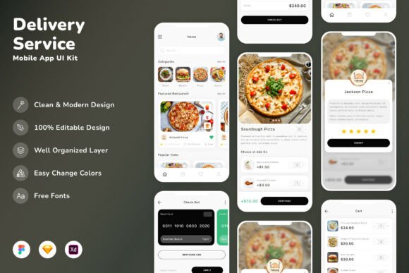Download Delivery Service Mobile App UI Kit - App Collection