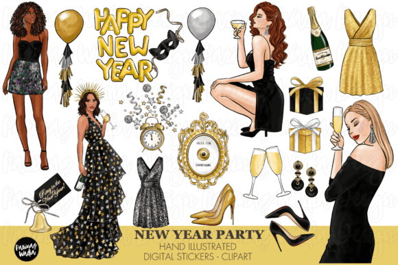Download Hand Drawn New Years Eve Party Clipart - Eve Collection